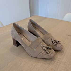 Kelly & Katie Taupe Loafers with Tassel Accent